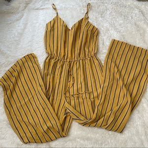 NWOT Yellow Striped Jumpsuit